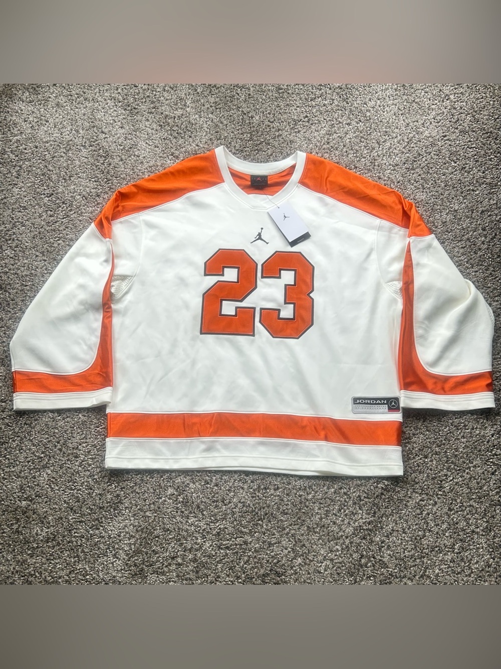 Nike Jordan Brooklyn Collegiate Hockey Jersey Orange Men’s Size Large HV0109-133